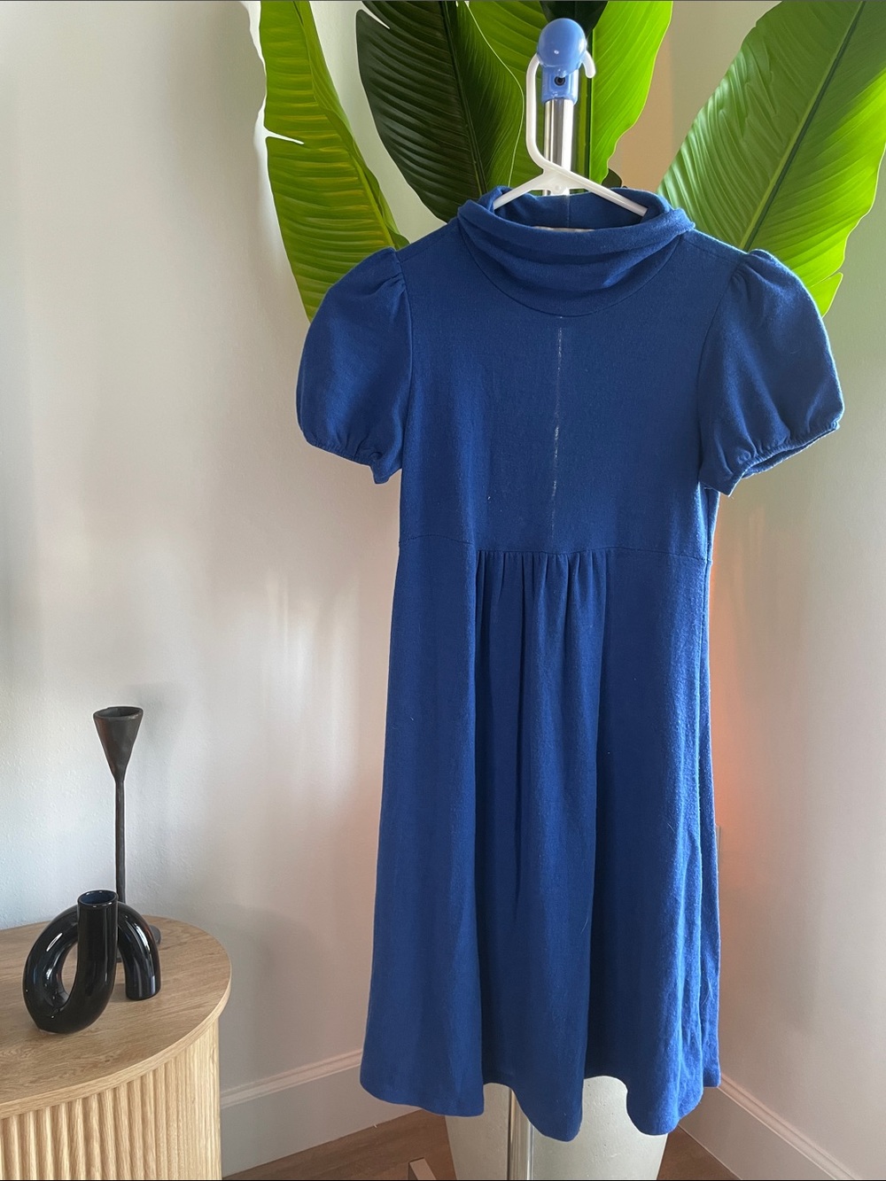 Forever 21 Royal Blue Puff-Sleeve Knit Dress